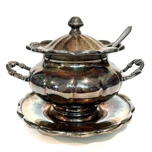 Vintage Marlboro Sterling Silver Plated EP Copper Sugar Dish Saucer Spoon Canada